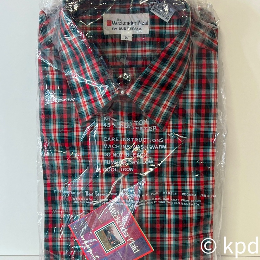 Vintage Bud Berma “Weekender” shirt, NWT - in original packaging - Size small